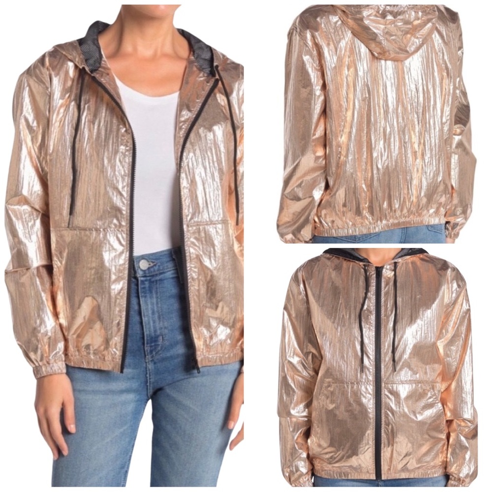 🌺 NWT Metallic Champagne Windbreaker Jacket